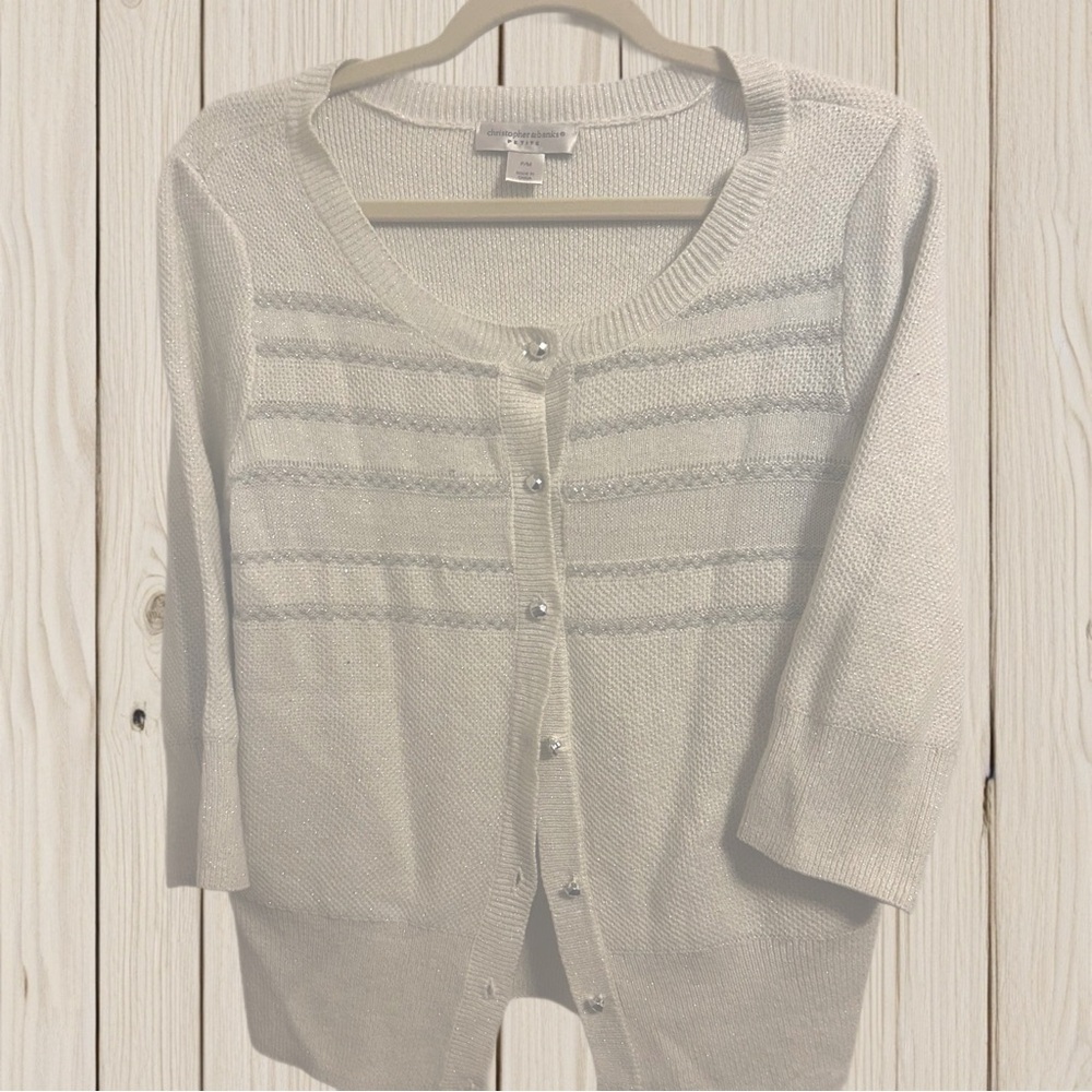 Cream & Silver Sweater Cardigan